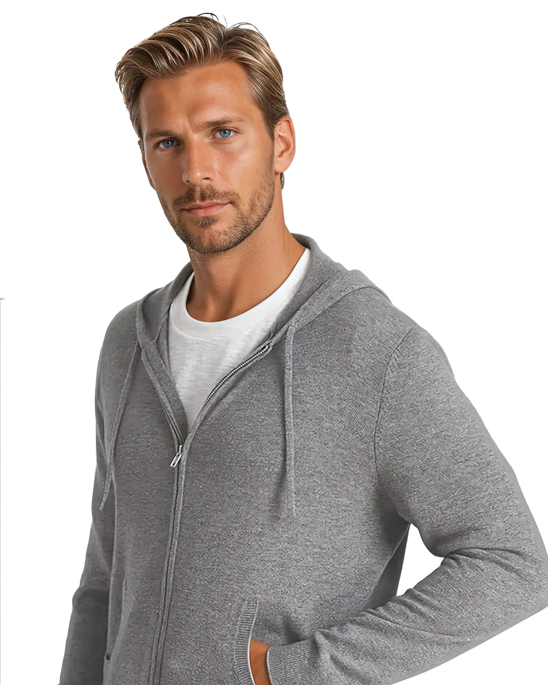 Adrian | Grey Men’s Hoodie with Zipper