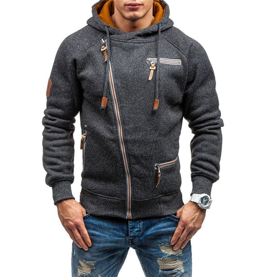 Tristan Men’s Hoodie – Asymmetric Zip-Up Hooded Sweatshirt