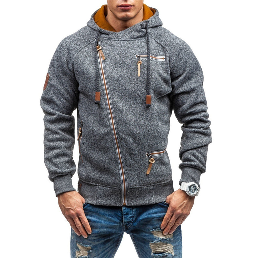 Tristan Men’s Hoodie – Asymmetric Zip-Up Hooded Sweatshirt