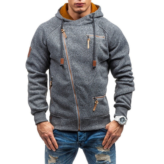 Tristan Men’s Hoodie – Asymmetric Zip-Up Hooded Sweatshirt