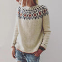 Elena Damen Nordic Strickpullover – Langarm Freizeitpullover