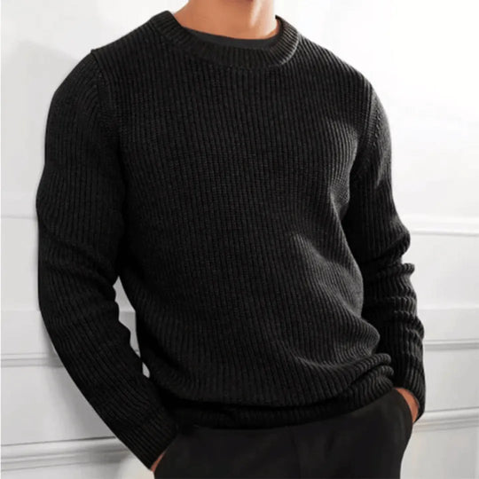 Ethan Men’s Knit Crewneck Sweater – Long Sleeve Cotton Blend