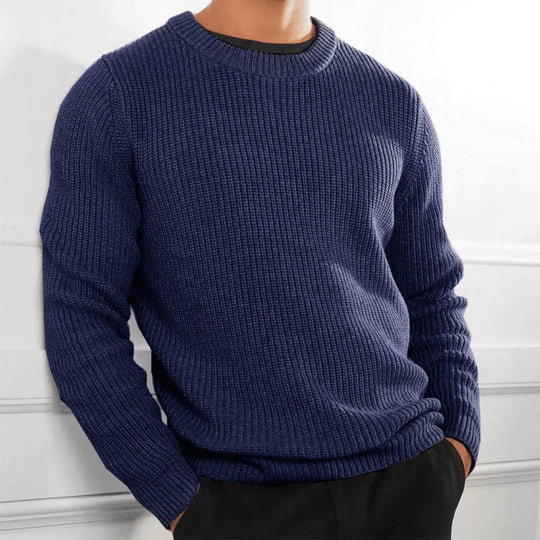 Ethan Men’s Knit Crewneck Sweater – Long Sleeve Cotton Blend