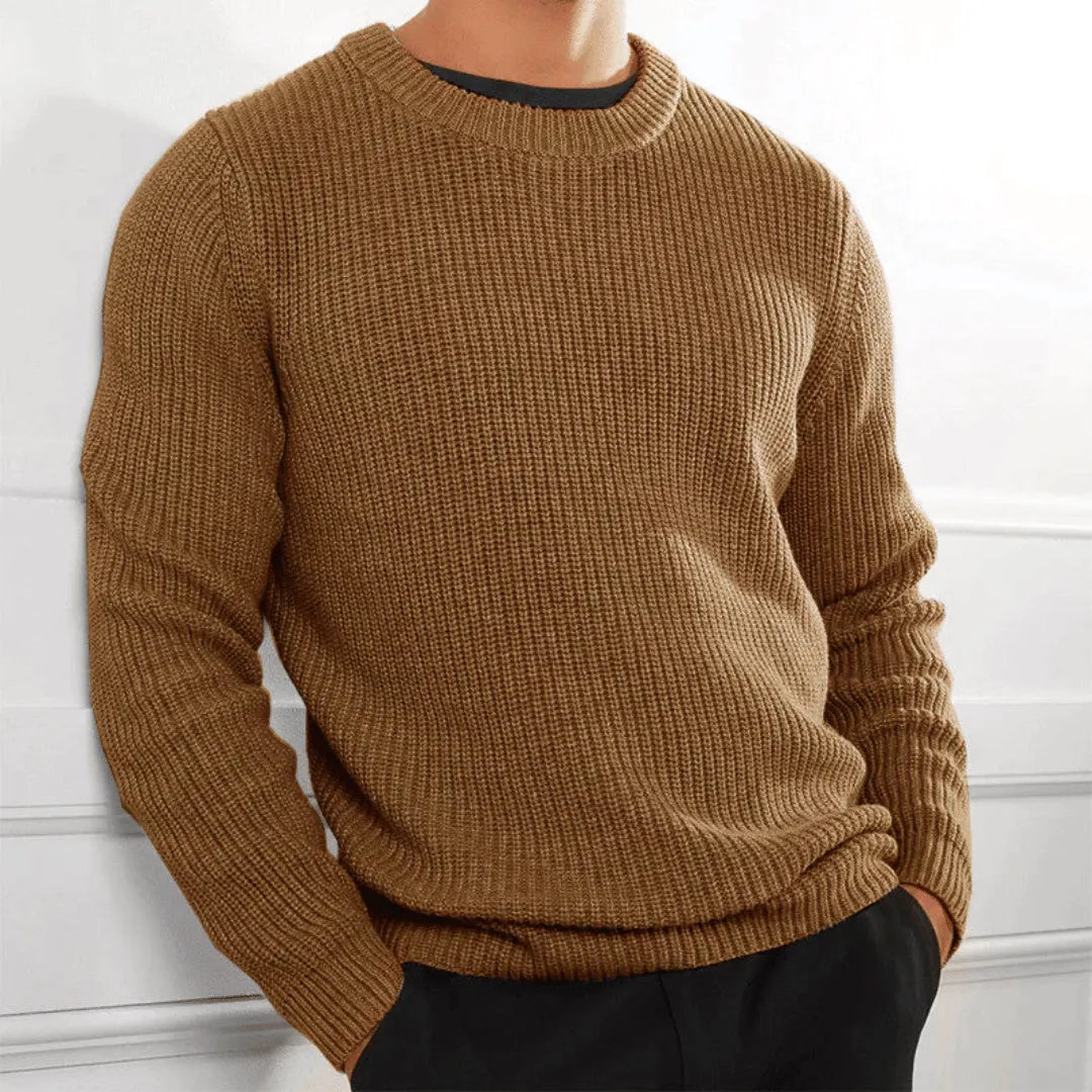 Ethan Men’s Knit Crewneck Sweater – Long Sleeve Cotton Blend