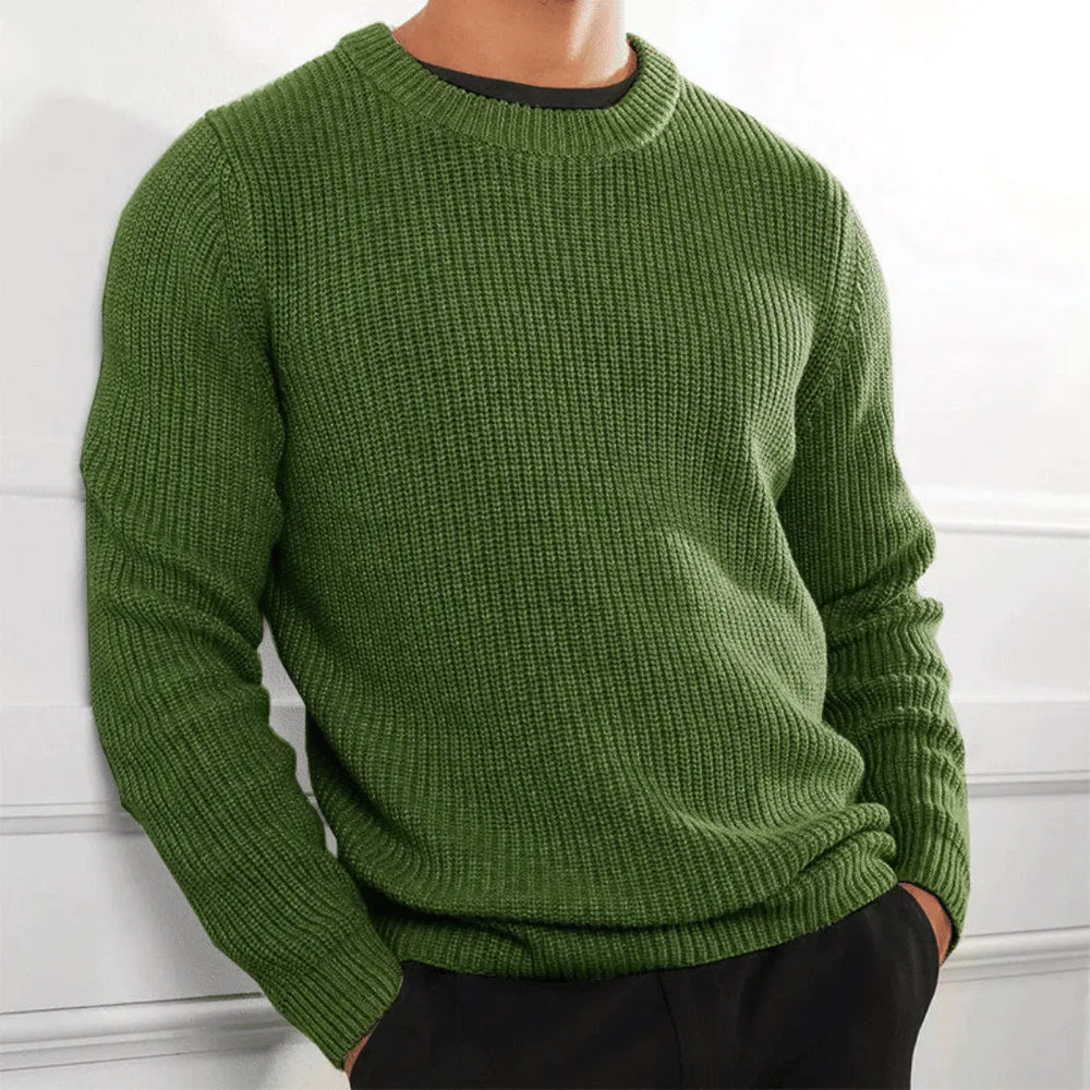 Ethan Men’s Knit Crewneck Sweater – Long Sleeve Cotton Blend