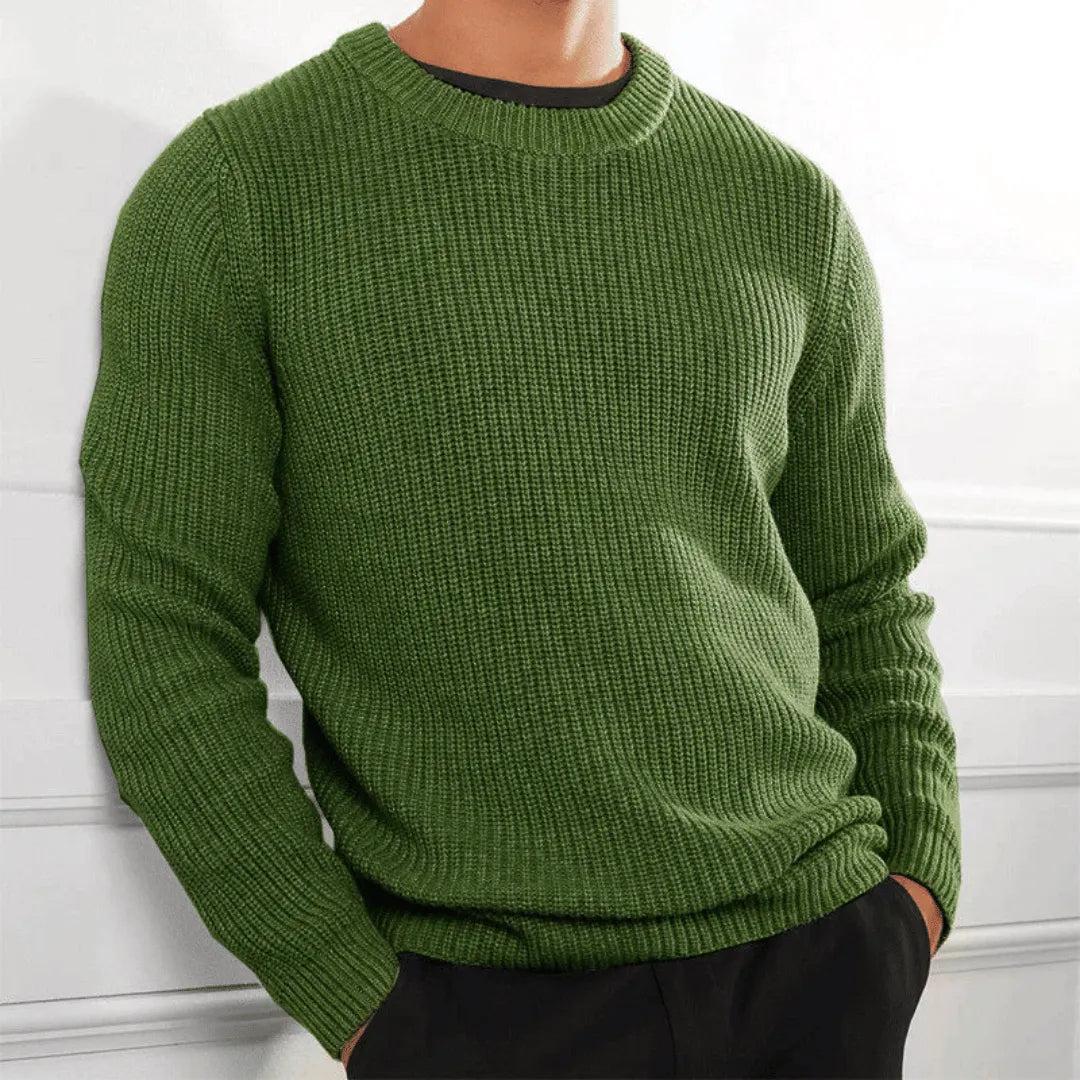 Ethan Men’s Knit Crewneck Sweater – Long Sleeve Cotton Blend