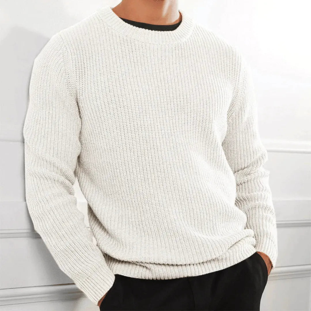 Ethan Men’s Knit Crewneck Sweater – Long Sleeve Cotton Blend