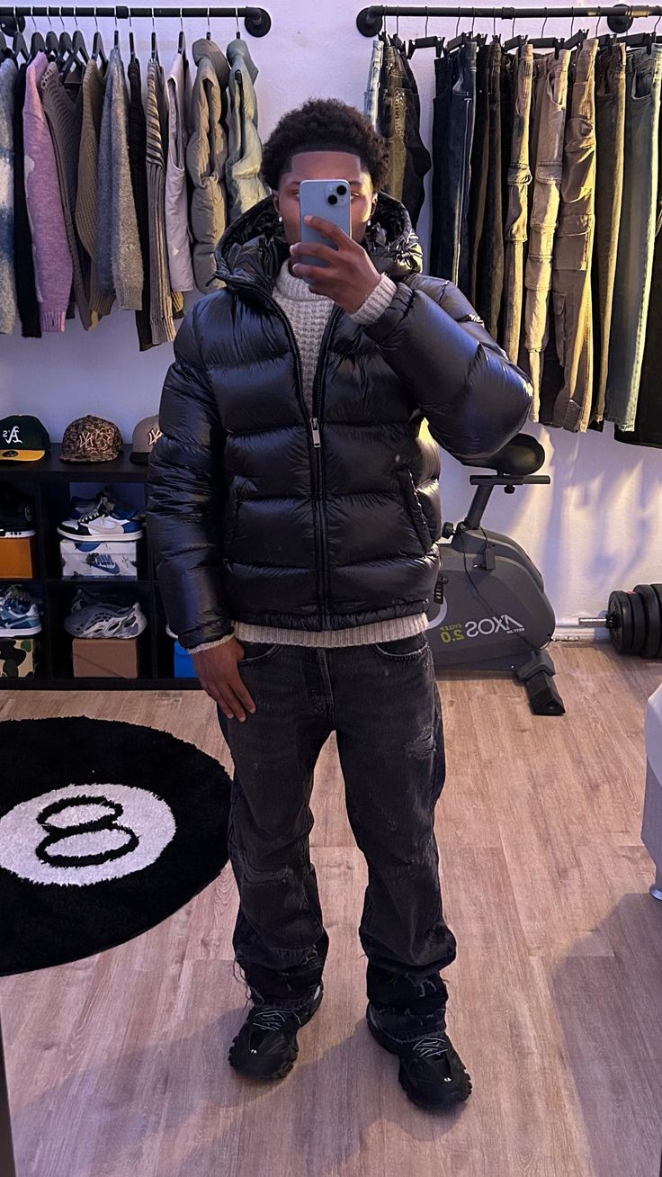 Noah Men’s Puffer Jacket – Shiny Quilted Winter Hooded Coat