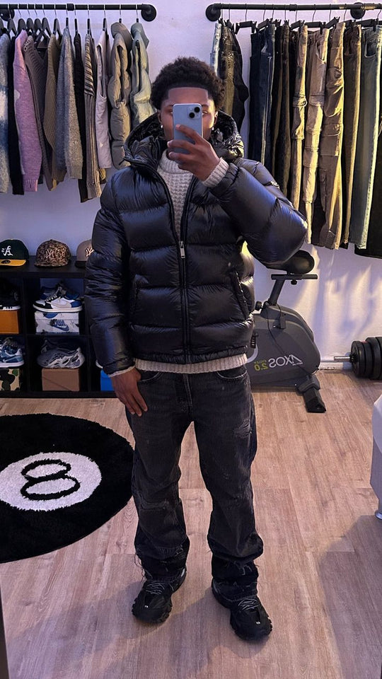 Noah Men’s Puffer Jacket – Shiny Quilted Winter Hooded Coat