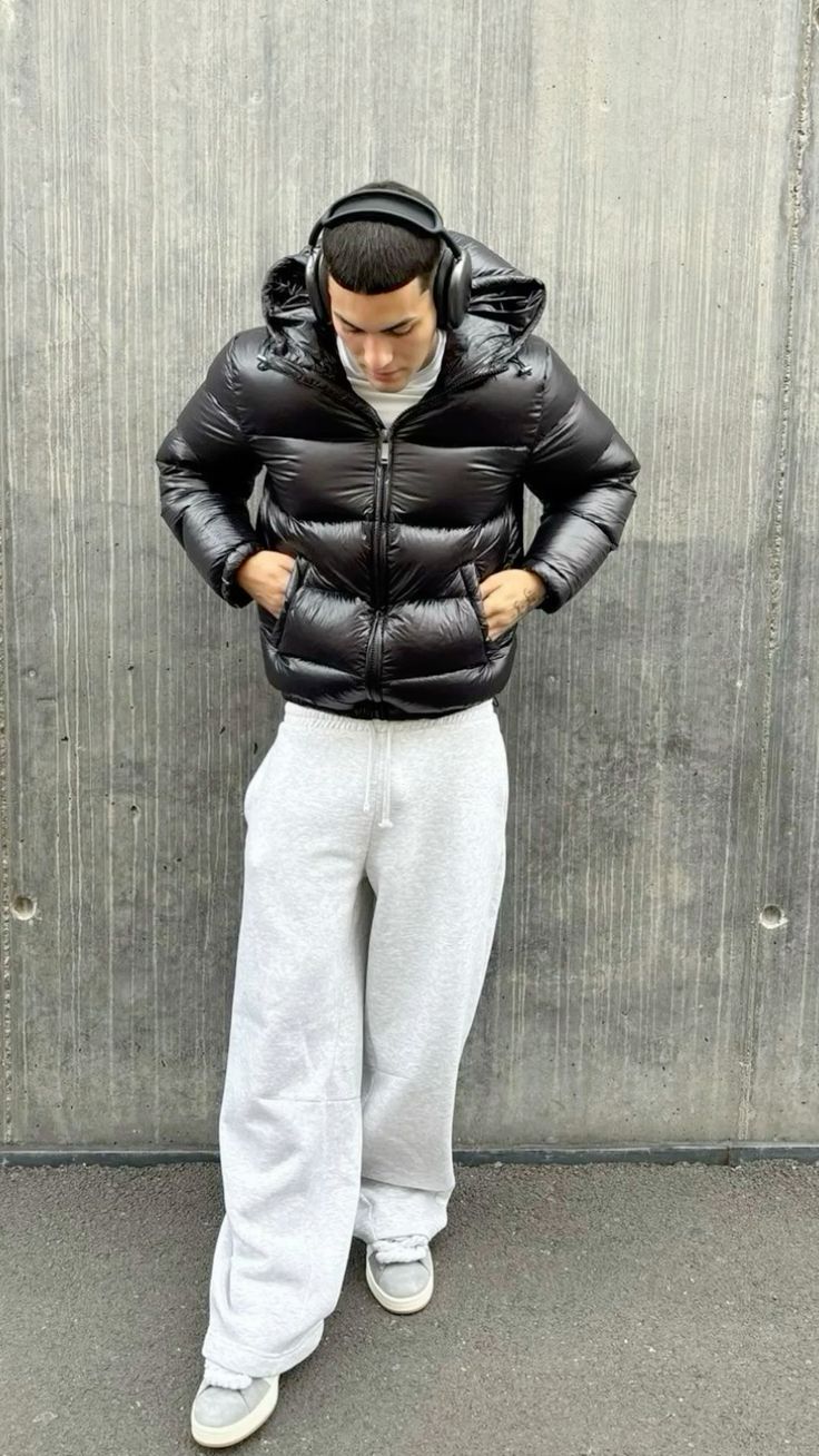 Noah Men’s Puffer Jacket – Shiny Quilted Winter Hooded Coat