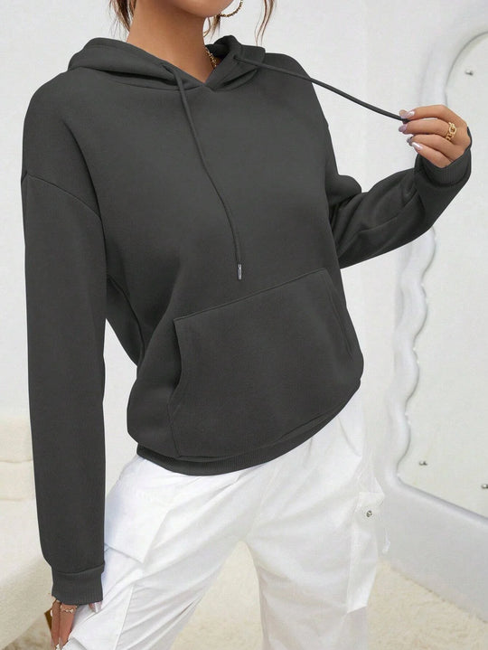 Nahla – Solid Color Fleece Hoodie with Pocket