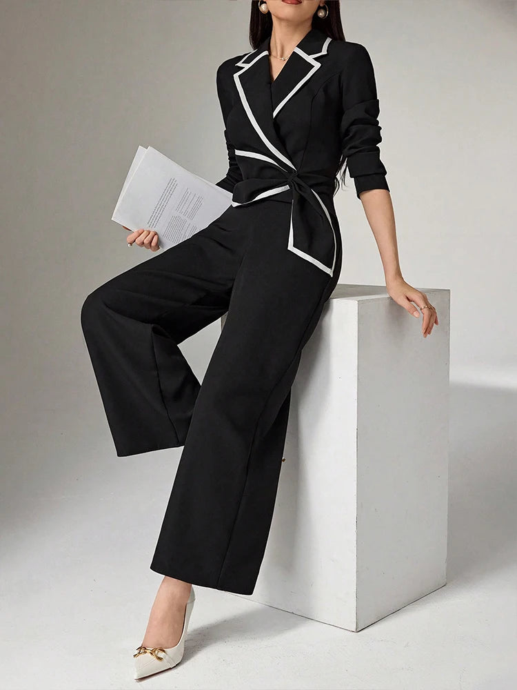 Marcella – Women’s Wide Leg Jumpsuit with Pockets and Long Sleeves