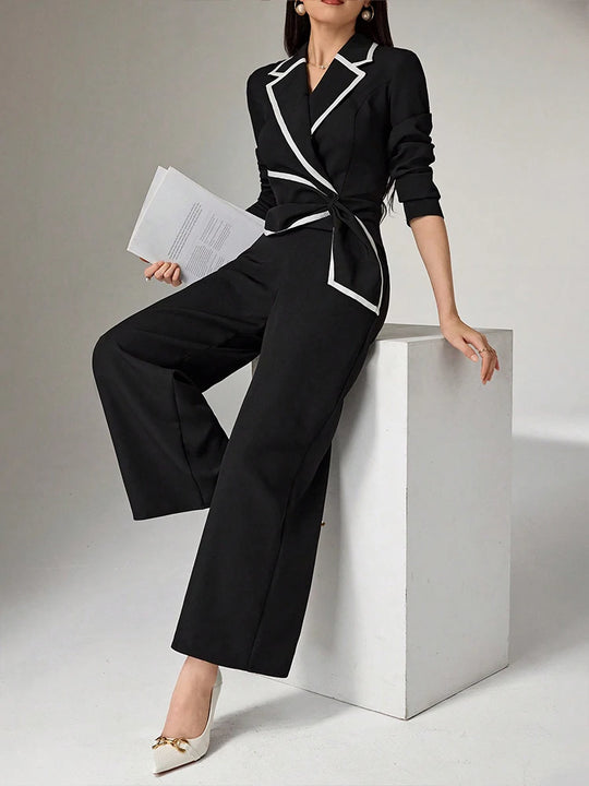Marcella – Women’s Wide Leg Jumpsuit with Pockets and Long Sleeves