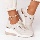 Amaya | Women's Lace-Up Sneakers with Metallic Detail