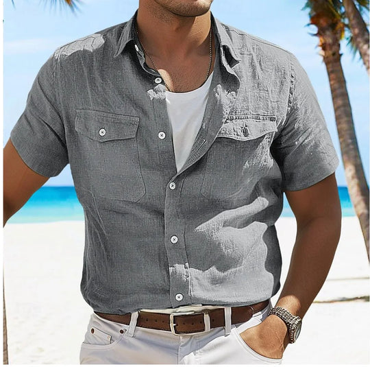 Eamon – Men’s Cotton & Linen Short Sleeve Shirt