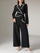 Marcella – Women’s Wide Leg Jumpsuit with Pockets and Long Sleeves