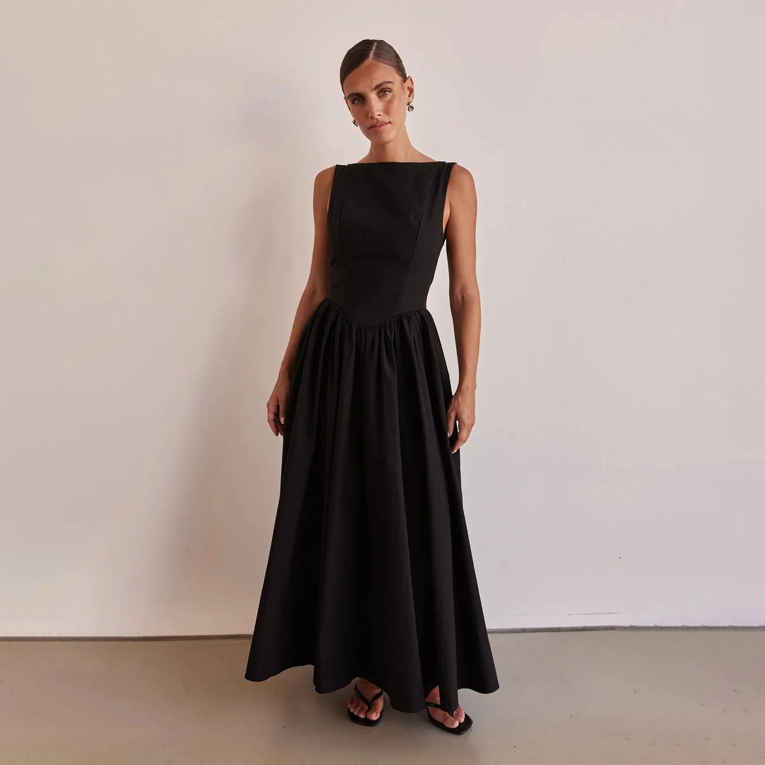 Luna – Sleeveless Pleated Maxi Dress