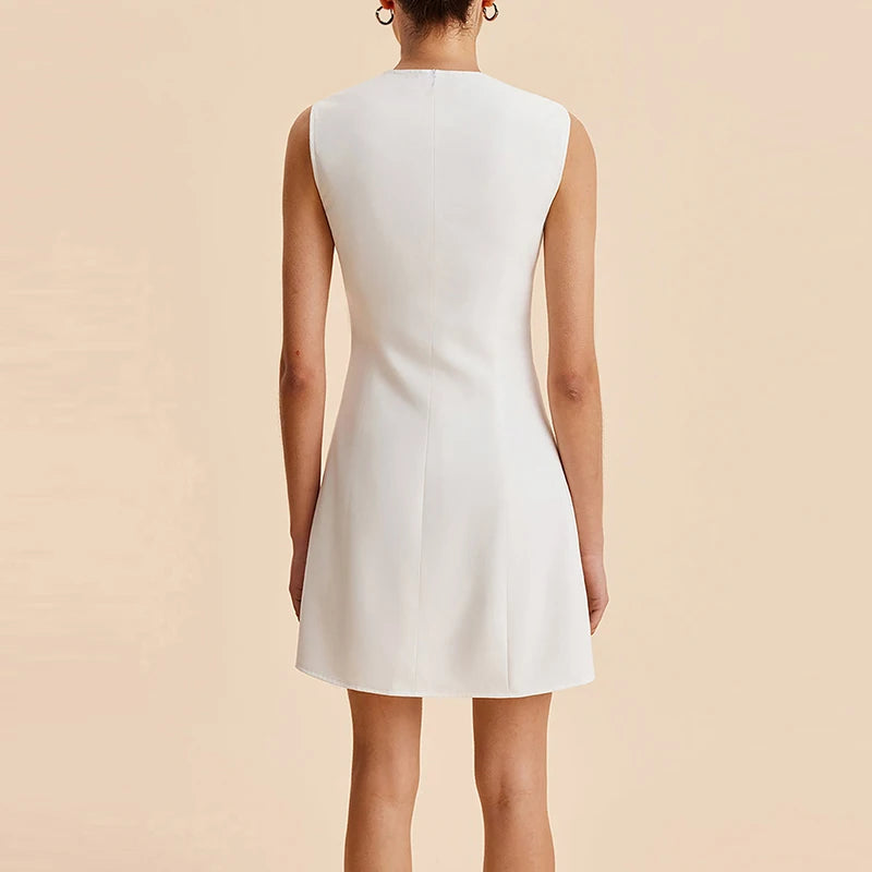Clara – Elegant High Waist Sleeveless Party Dress with O-Neck