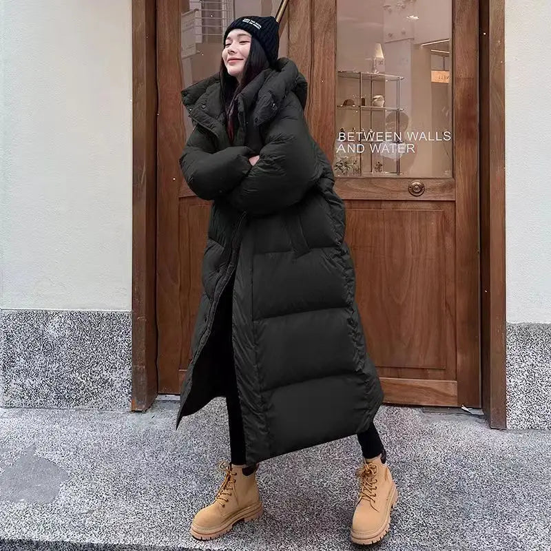 Lisa Damen Kapuzen Steppmantel – Lange Winterjacke