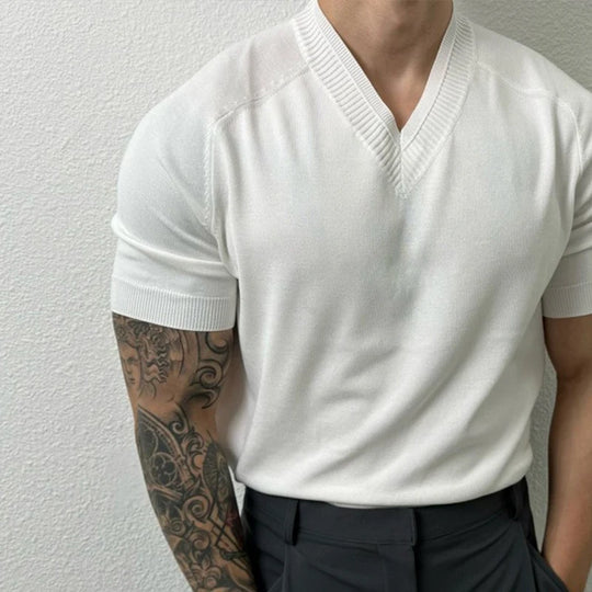 Jorg – Casual Lightweight Knit T-Shirt with V-Neck