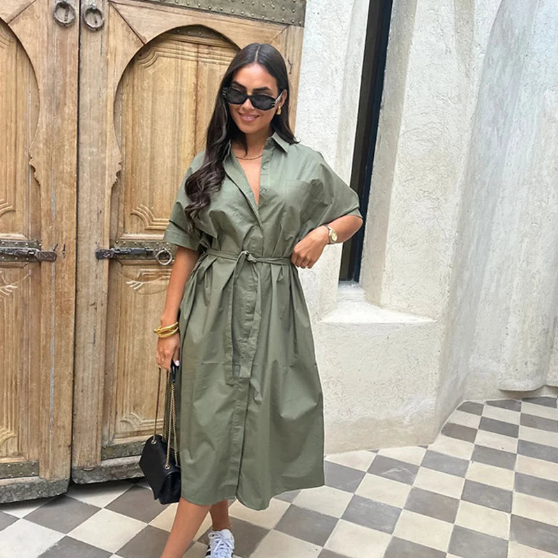 Zoey – Loose Fit Dress with Lace-Up Detail