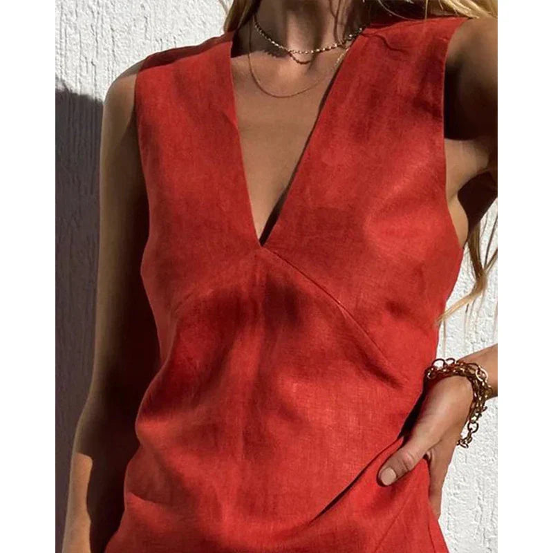 Elise – Sleeveless Linen Summer Dress