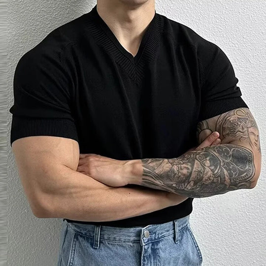 Jorg – Casual Lightweight Knit T-Shirt with V-Neck