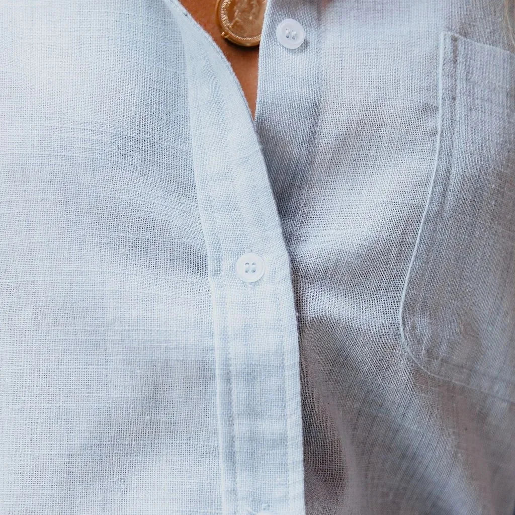 Suri – Women’s Casual Cotton Linen Vintage Blouse with Lapel Collar
