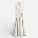 Damen Ärmelloses Maxi-Kleid mit Reißverschluss vorne Eleganter Faltenrock