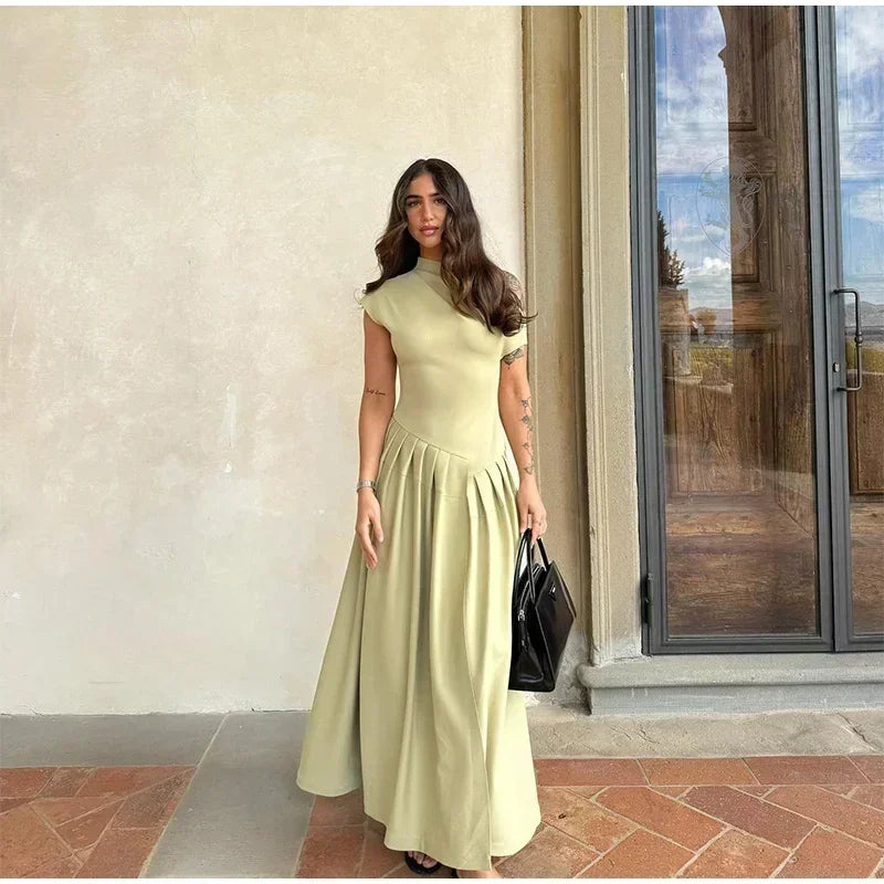 Belle – Sleeveless A-Line Long Dress with High Waist