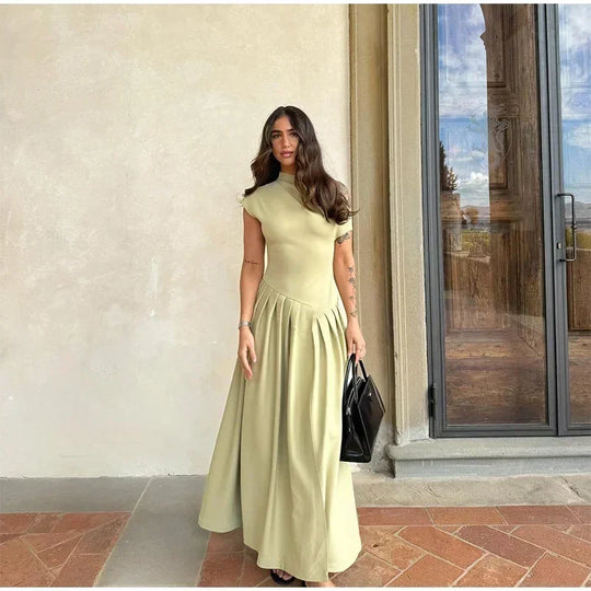 Belle – Sleeveless A-Line Long Dress with High Waist