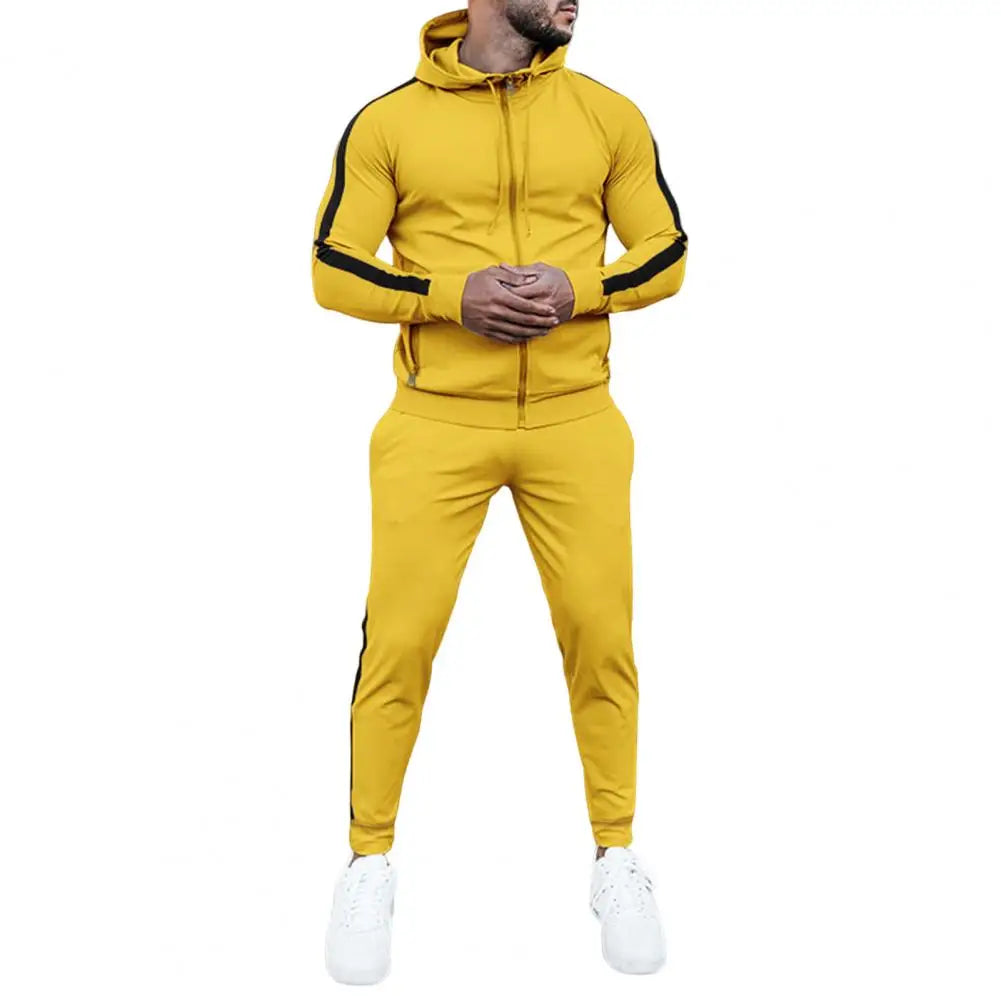 Hans Men’s Tracksuit – Zip Hoodie and Jogger Set with Side Stripes