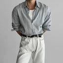 Renzo – Men’s Casual Striped Linen Shirt