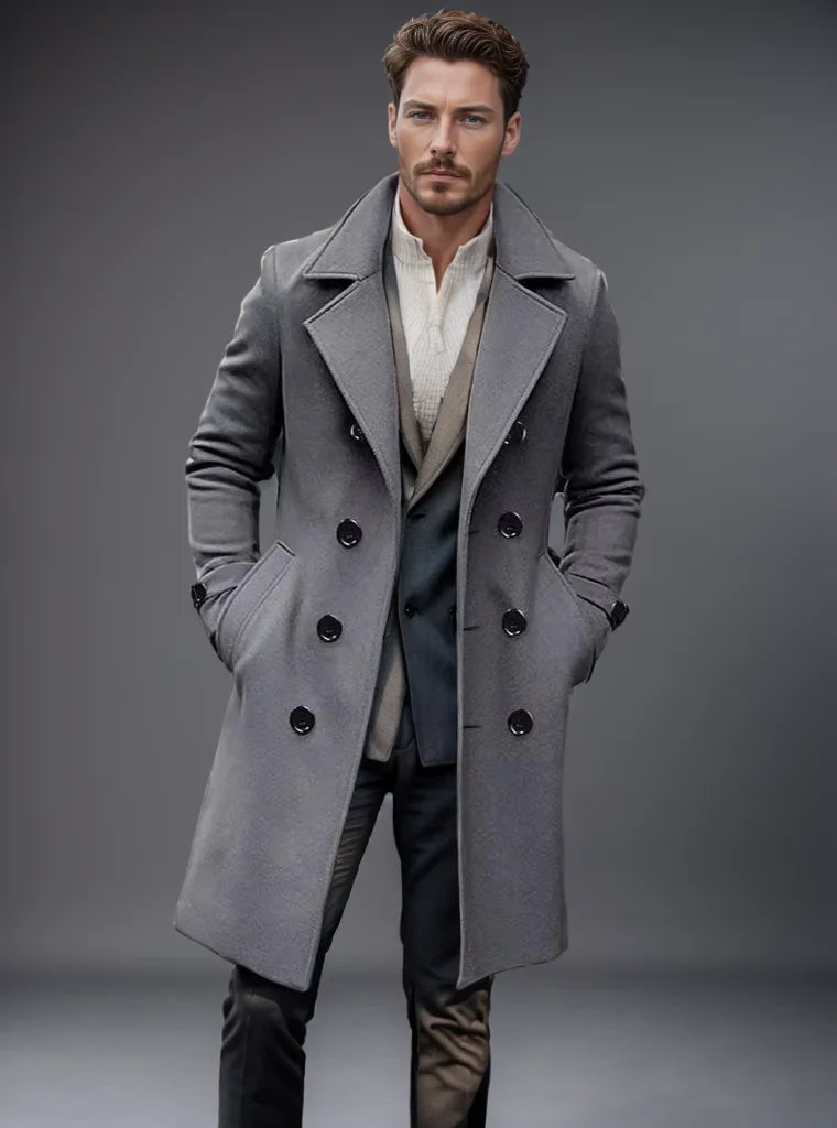 Damian – Men’s long double-breasted Wool Winter Coat