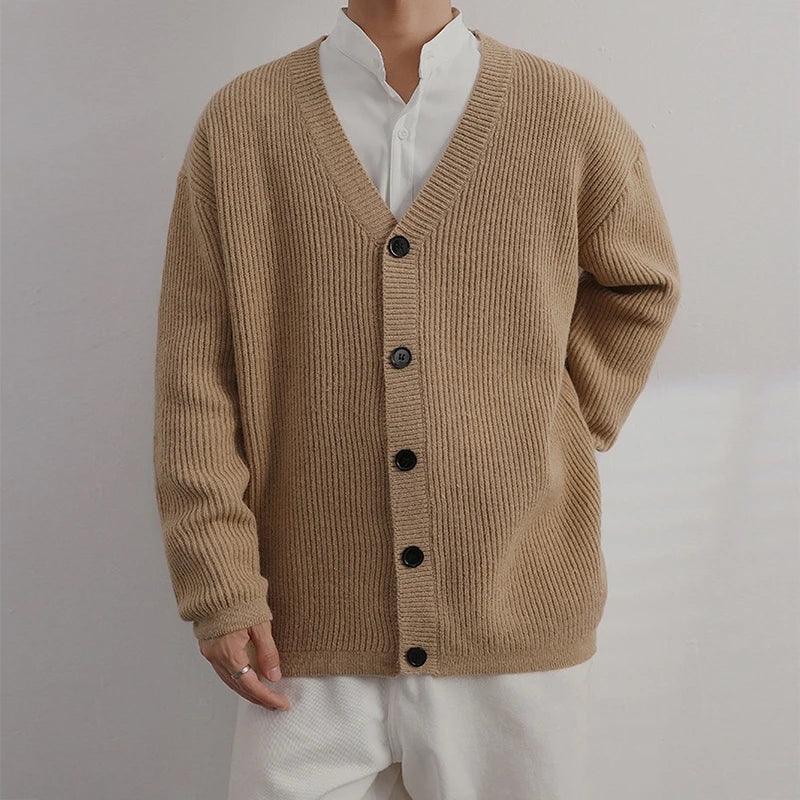 Julian Men’s Cardigan – Knitted Wool Blend V-Neck
