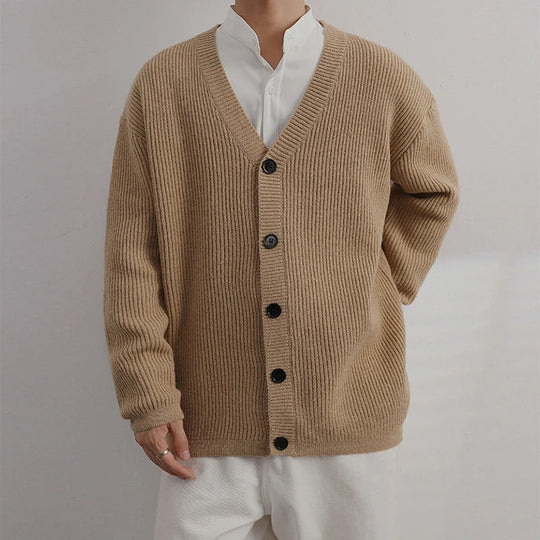 Julian Men’s Cardigan – Knitted Wool Blend V-Neck