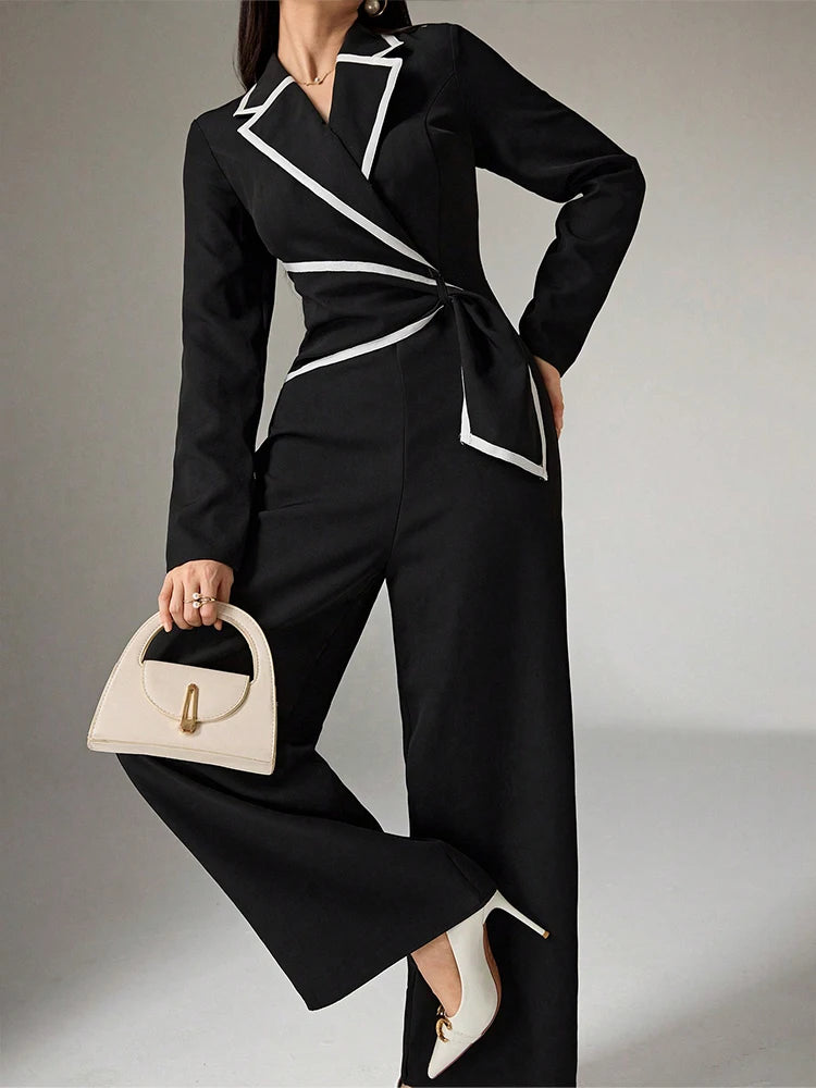 Marcella – Women’s Wide Leg Jumpsuit with Pockets and Long Sleeves