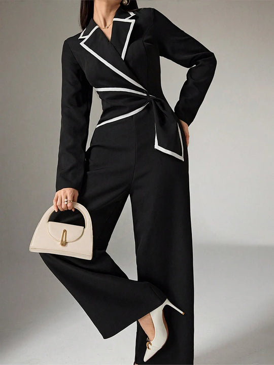 Marcella – Women’s Wide Leg Jumpsuit with Pockets and Long Sleeves