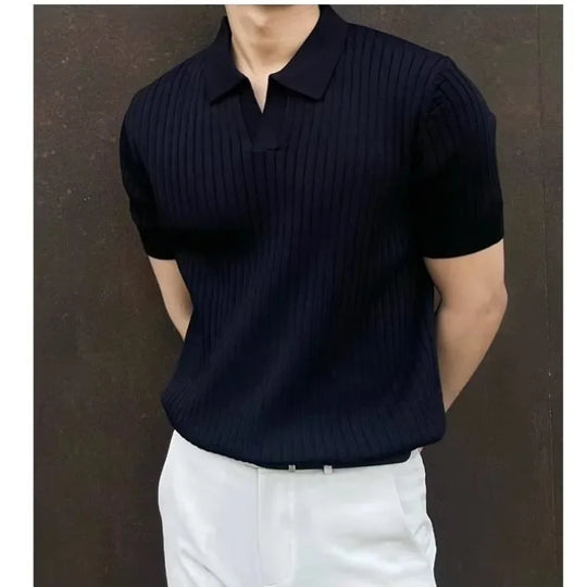 James – Striped Knit Polo Shirt