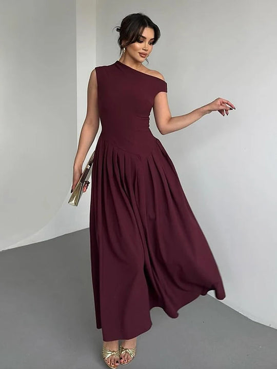 Belle – Sleeveless A-Line Long Dress with High Waist
