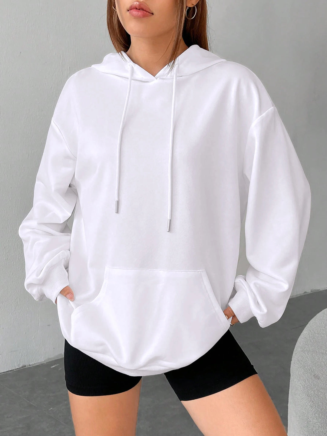 Nahla – Solid Color Fleece Hoodie with Pocket