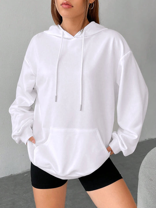 Nahla – Solid Color Fleece Hoodie with Pocket