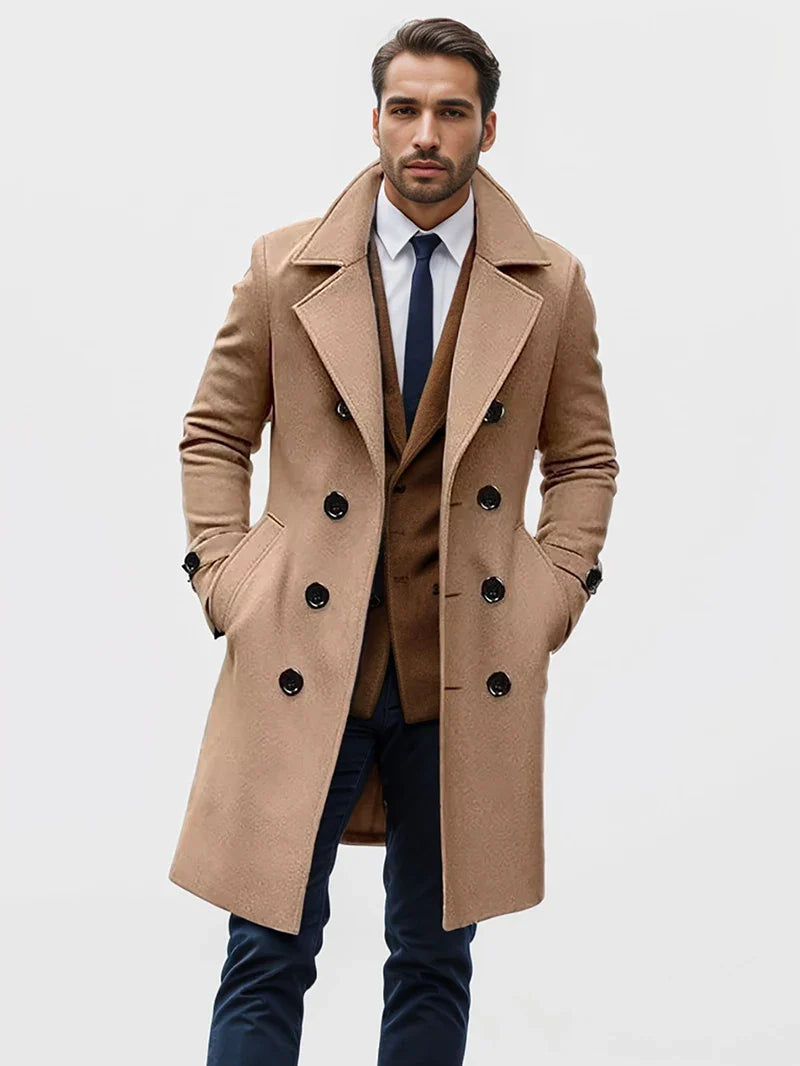 Damian – Men’s long double-breasted Wool Winter Coat