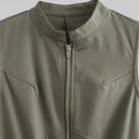 Damen Ärmelloses Maxi-Kleid mit Reißverschluss vorne Eleganter Faltenrock