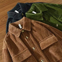 Barclay & Bloom | Men’s Corduroy Overshirt – Long Sleeve Button-Up Shirt Jacket with Chest Pockets