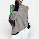 Barclay & Bloom | Women’s Turtleneck Sweater – Patterned Knit Pullover with Contrast Stripe