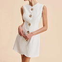 Clara – Elegant High Waist Sleeveless Party Dress with O-Neck