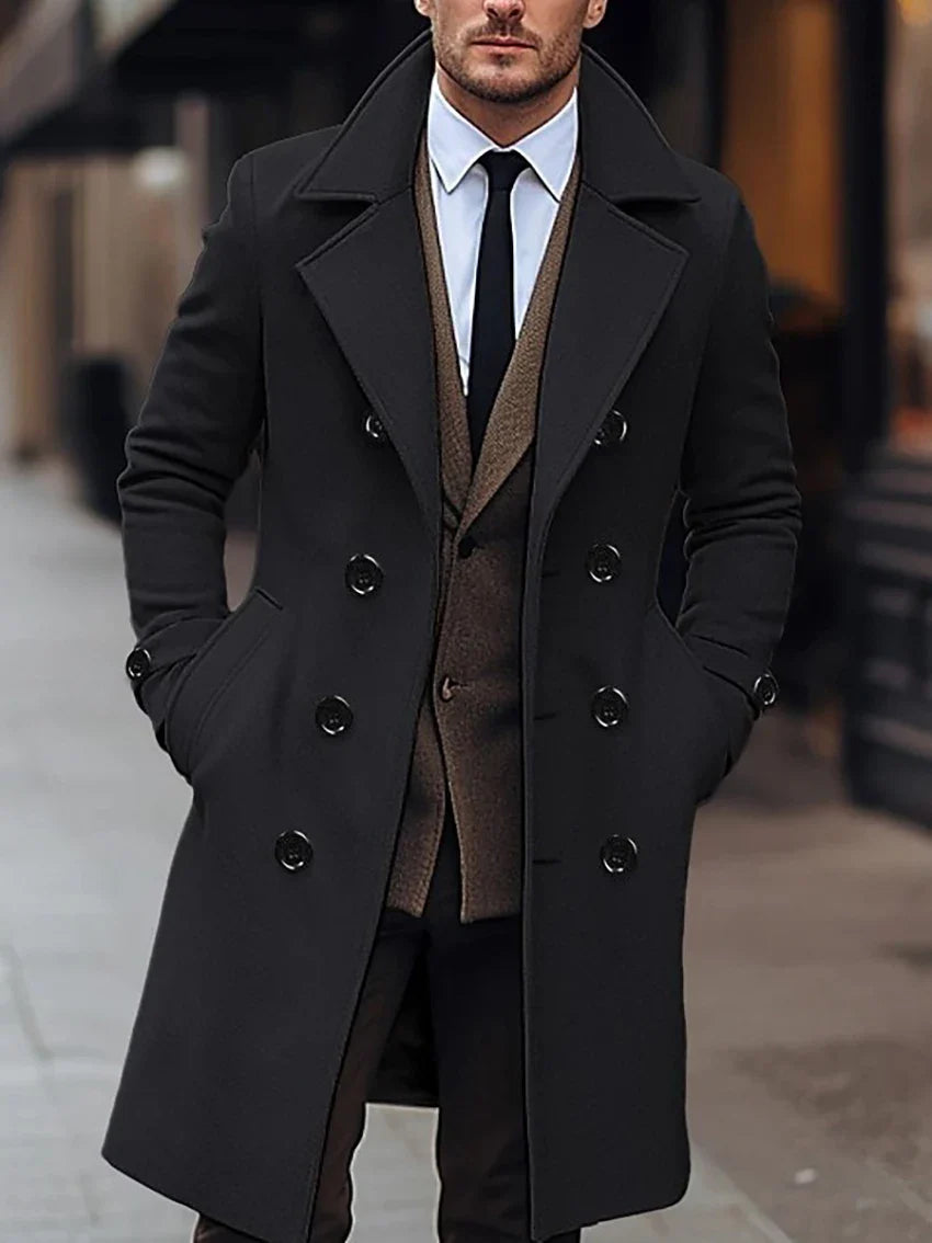 Damian – Men’s long double-breasted Wool Winter Coat