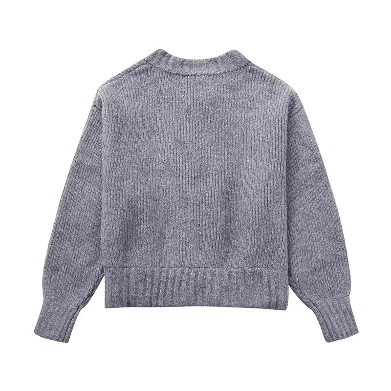 Elodie - Women's Cropped Knit Cardigan Sweater