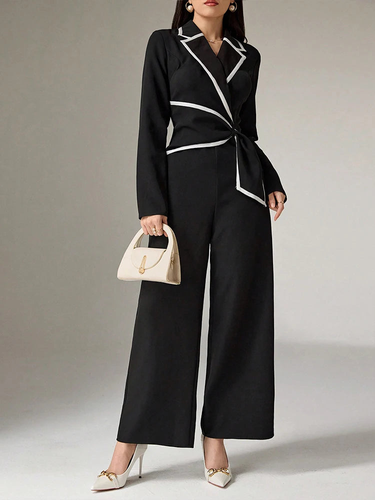 Marcella – Women’s Wide Leg Jumpsuit with Pockets and Long Sleeves
